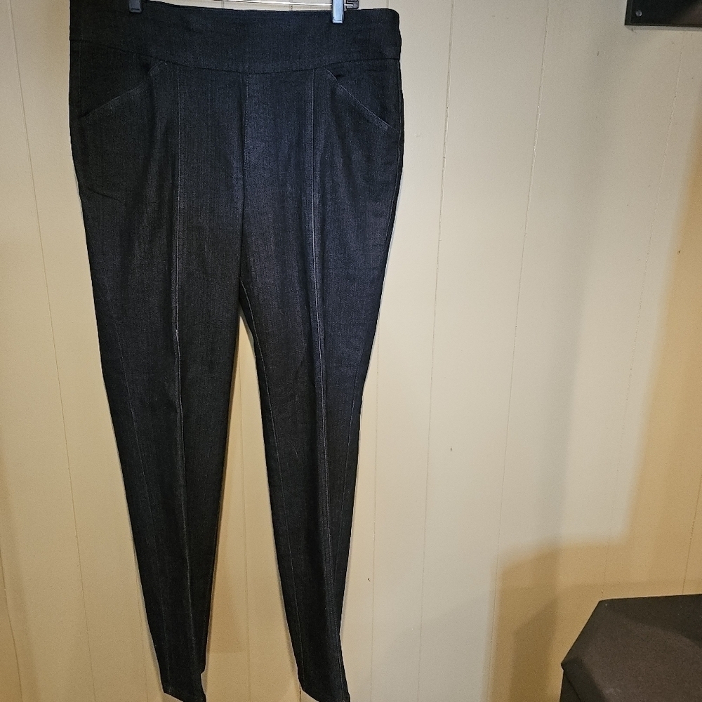 D & CO JEANS, WOMENS, SIZE 16T, DARK WASH, PULL-ON STRAIGHT-LEG JEANS, STRETCH